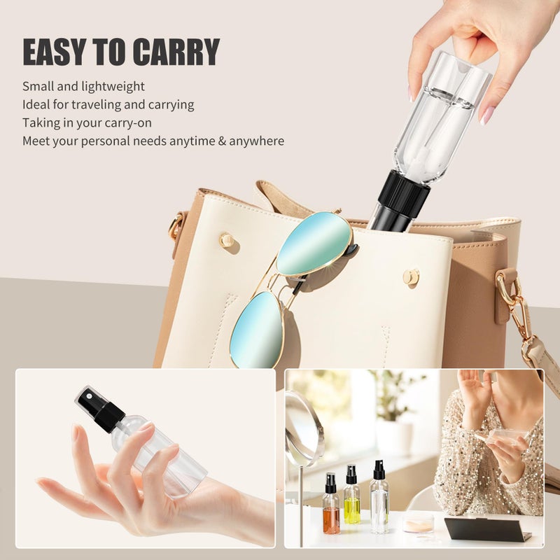 EPHECH 50PCS Small Spray Bottle, 3.4oz/100ml Travel Spray Bottle Clear Fine Mist Spray Bottle Plastic Empty Refillable Spray Bottle for Skin Care, Hair Care, Plant Care & Home Cleaning - Image 5